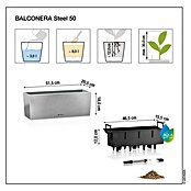 Lechuza Balkonkasten Balconera Steel (Max. Außenlänge: 50 cm, Perlgrau, Edelstahl) | BAUHAUS