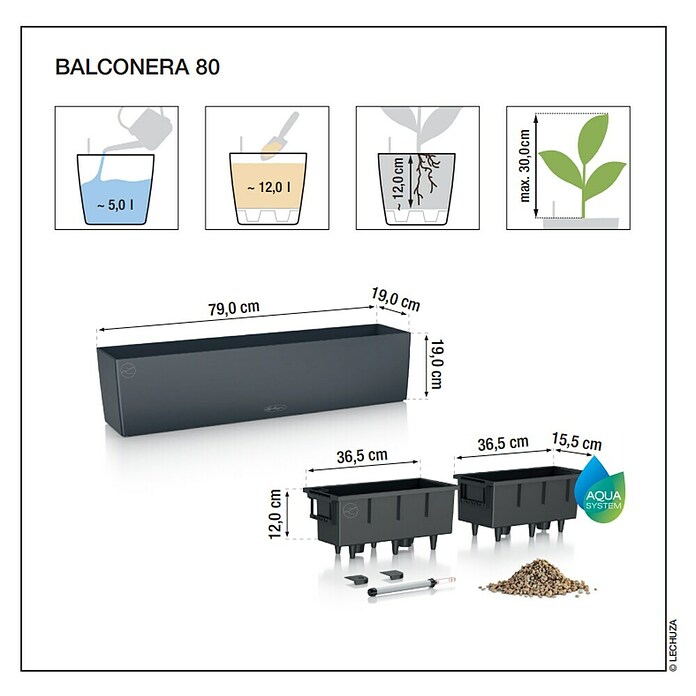 Lechuza Color Balkonkasten Balconera (Max. Außenlänge: 80 cm, Korallrot) | BAUHAUS