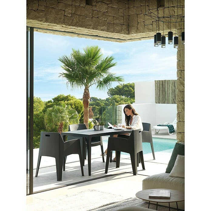 Mesa de jardín Master (L x An x Al: 140 x 80 x 75 cm, Polipropileno, Rectangular, Antracita) | BAUHAUS