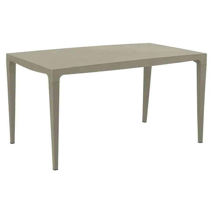 Mesa de jardín Master - L x An x Al: 140 x 80 x 75 cm, Polipropileno, Rectangular, Topo - Mesa rectangular gris claro con cuatro patas robustas.
