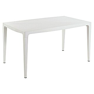 Mesa de jardín Master (L x An x Al: 140 x 80 x 75 cm, Polipropileno, Rectangular, Blanco)