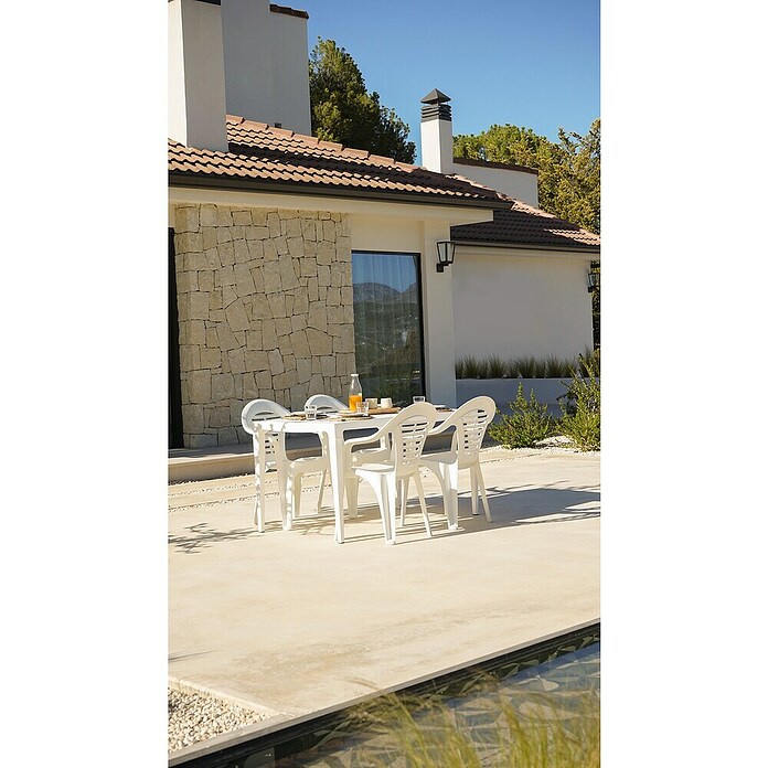 Mesa de jardín Master (L x An x Al: 140 x 80 x 75 cm, Polipropileno, Rectangular, Blanco) | BAUHAUS