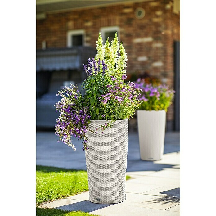 Lechuza Cottage Pflanzsäule rund Cilindro (Ø x H: 23 x 41 cm, Kunststoff, Grau) | BAUHAUS