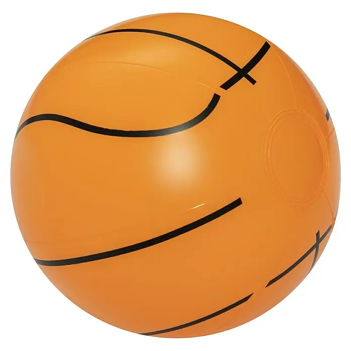 Bestway Basketballkorb Splash 'N' Hoop - Blau/Gelb - Oranger aufblasbarer Basketball mit schwarzen Linien, ideal zum Spielen.