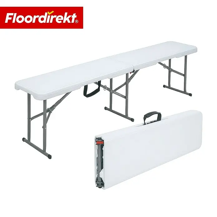 Floordirekt Klappbank Chiba - Klappbare Sitzbank 183 cm - in Weiß - Wetterfest - Stahl, Weiß, Klappbar