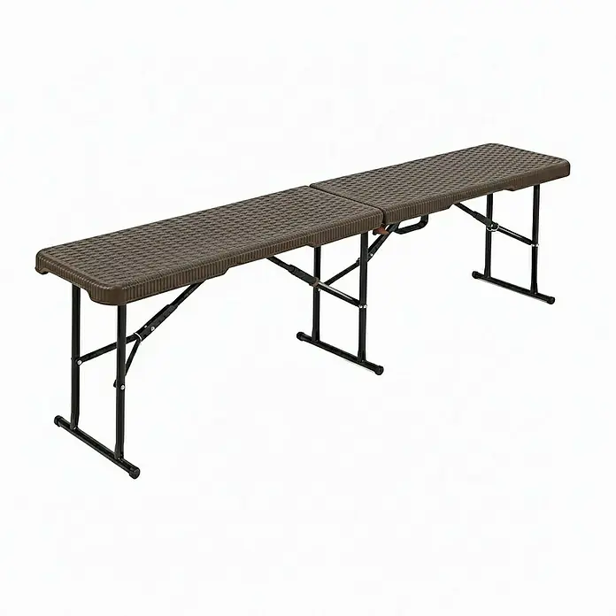 Floordirekt Klappbank Kagawa - Klappbare Sitzbank 183 cm - in Braun - Wetterfest - Stahl, Braun, Klappbar
