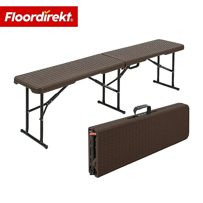 Floordirekt Klappbank Kagawa - Klappbare Sitzbank 183 cm - in Braun - Wetterfest - Stahl, Braun, Klappbar