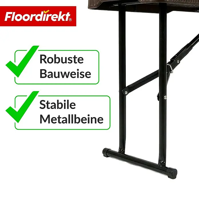 Floordirekt Klappbank Kagawa - Klappbare Sitzbank 183 cm - in Braun - Wetterfest - Stahl, Braun, Klappbar