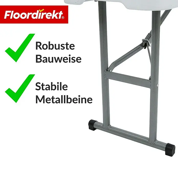 Floordirekt Klappbank Chiba - Klappbare Sitzbank 183 cm - in Weiß - Wetterfest - Stahl, Weiß, Klappbar
