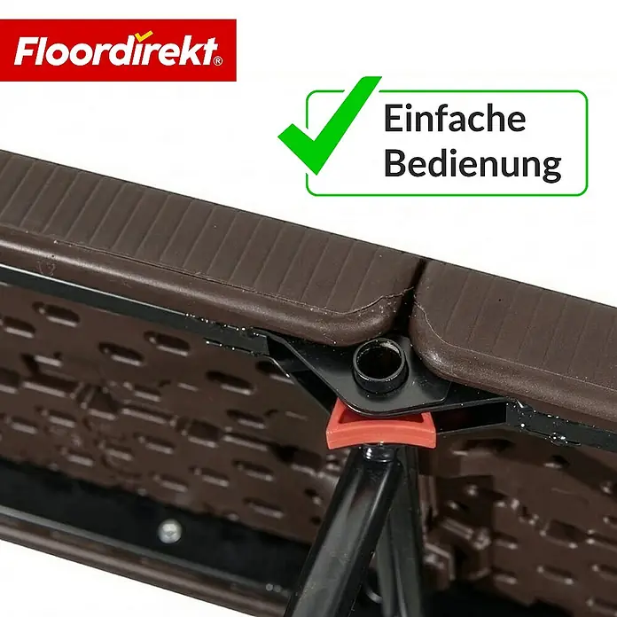 Floordirekt Klappbank Kagawa - Klappbare Sitzbank 183 cm - in Braun - Wetterfest - Stahl, Braun, Klappbar