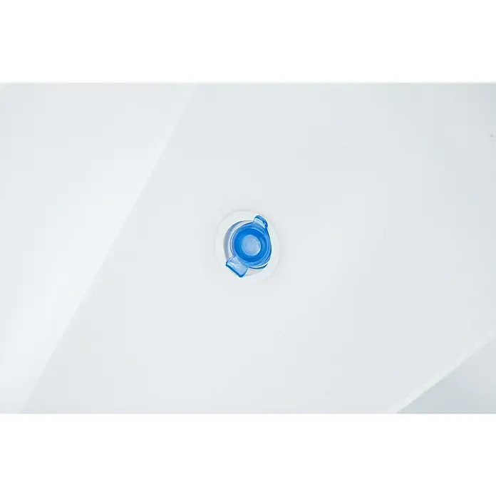 Bestway Luftmatratze Sobaschüssel - L x B: 155 x 176 cm - Eine blaue Kunststoff-Schraubkappe oder ein Aufblasventil in einer weißen Produktoberfläche.