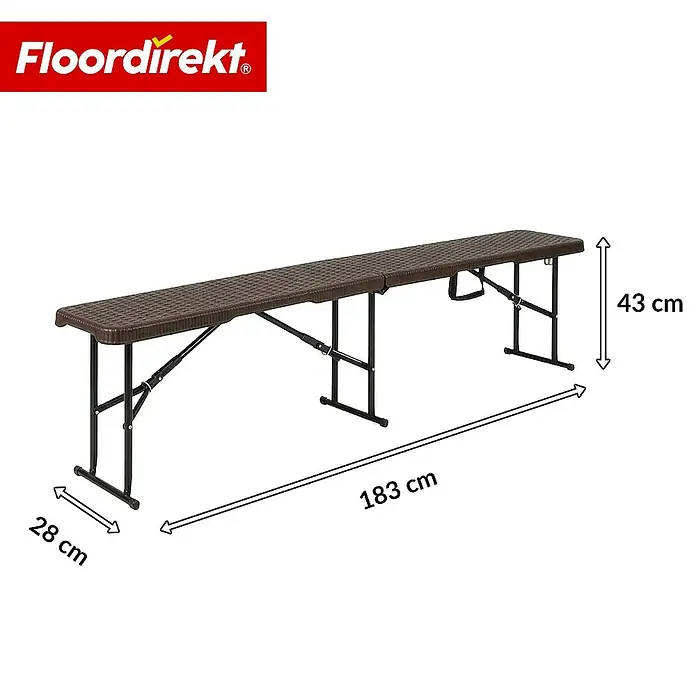 Floordirekt Klappbank Kagawa - Klappbare Sitzbank 183 cm - in Braun - Wetterfest - Stahl, Braun, Klappbar