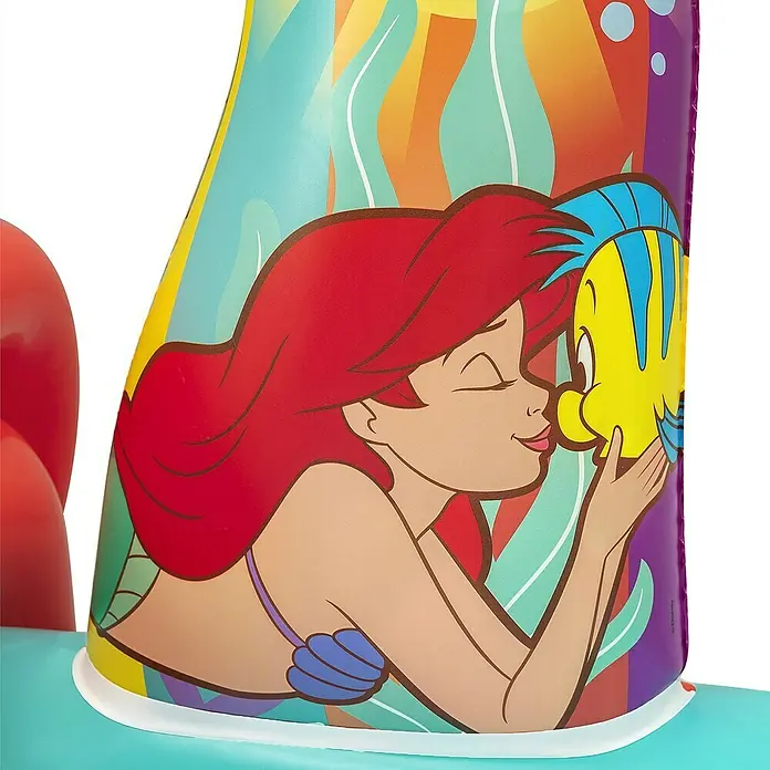 Bestway Planschbecken Kleine Meerjungfrau - 221 x 193 x 117 cm - Aufblasbares Produkt mit buntem Disneys Arielle und Fabius Aufdruck.
