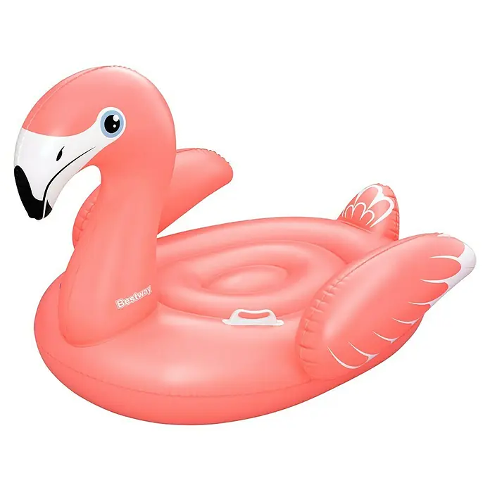 Bestway Schwimmtier Flamingo - 148 x 127 x 99 cm - Pinker aufblasbarer Flamingo-Schwimmreifen mit weiß-schwarzem Schnabel und blauem Auge.