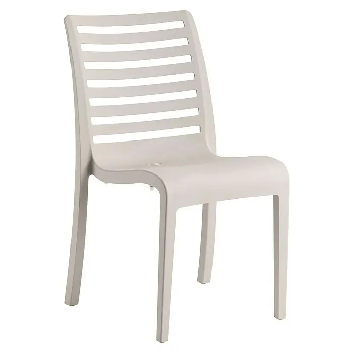 Grosfillex Stapelstuhl Set Slat - 4 Stk., Polypropylen, Stapelbar, Beige, B x T x H: 53 x 58 x 88 cm - Heller Plastikstuhl mit Lamellenrückenlehne.