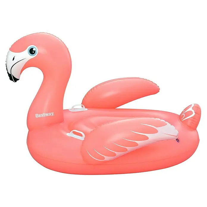 Bestway Schwimmtier Flamingo - 110 x 128 x 87 cm - Rosa aufblasbarer Flamingo-Schwimmreifen mit Griffen.