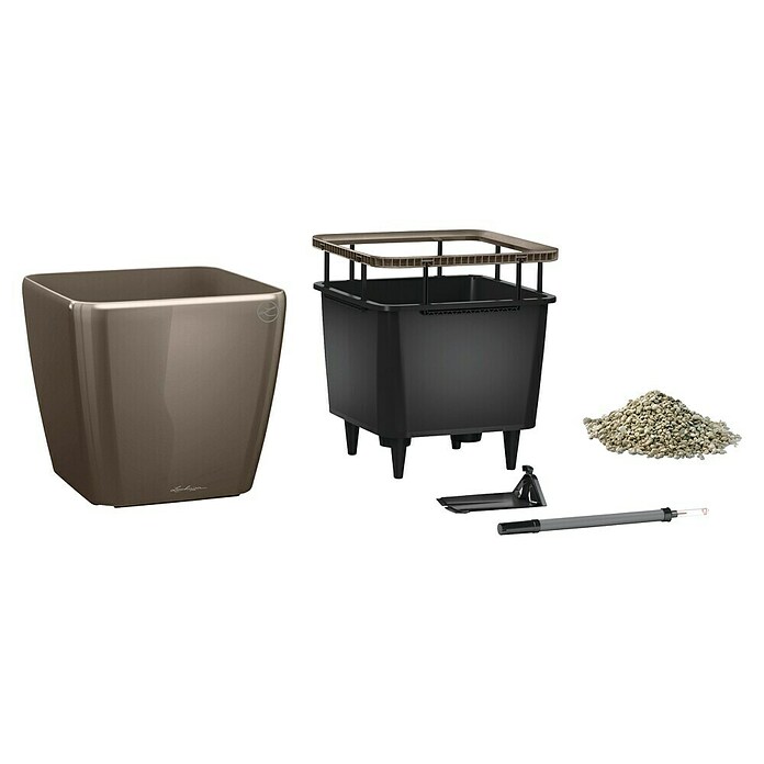 Lechuza Pflanzkasten Quadro Premium (Außenmaß (L x B x H): 28 x 28 x 26 cm, Kunststoff, Taupe) | BAUHAUS