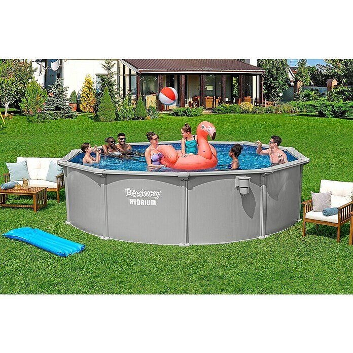 Bestway Opzetzwembad Hydrium Set 457 (Ø x h: 457 x 122 cm, Grijs, 17.430 l) | BAUHAUS
