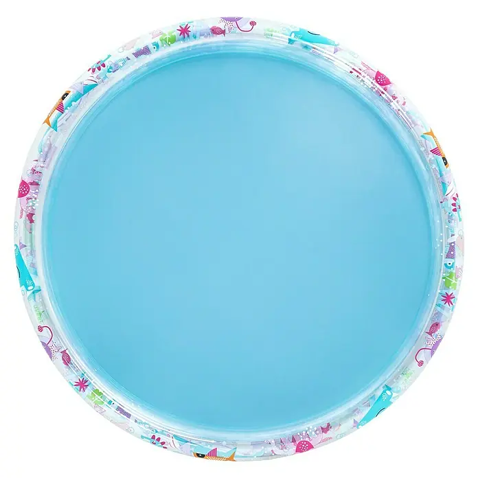 Bestway Planschbecken Deep Dive - Ø x H: 152 x 30 cm, PVC, Mehrfarbig - Ein runder blauer Baby-Pool mit aufblasbarem Ring und bunten Meeresbewohner-Mustern.