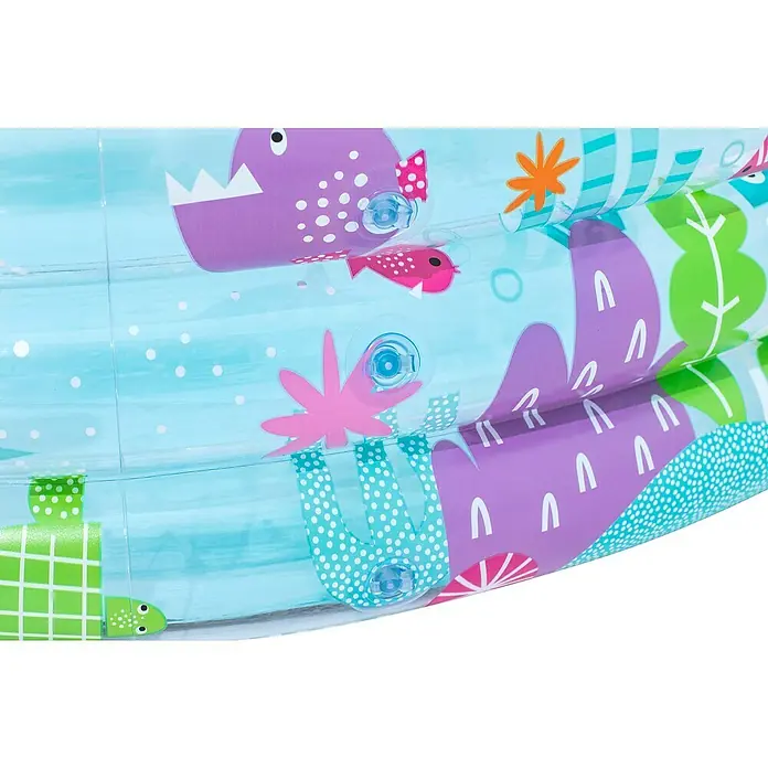 Bestway Planschbecken Deep Dive - Ø x H: 152 x 30 cm, PVC, Mehrfarbig - Klares, blaues aufblasbares Becken mit farbenfrohen Unterwasser-Cartoonfiguren und Ventilen.