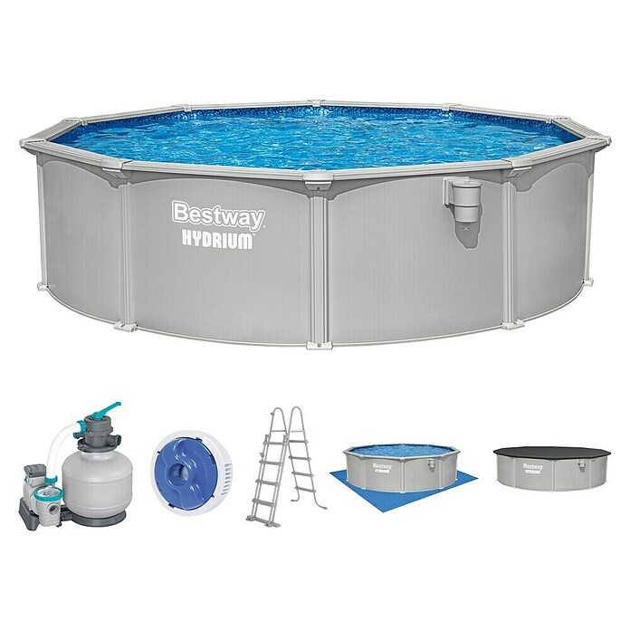 Bestway Opzetzwembad Hydrium Set 457 (Ø x h: 457 x 122 cm, Grijs, 17.430 l) | BAUHAUS