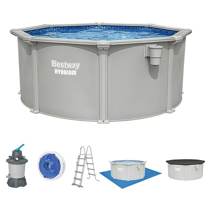 Bestway Opzetzwembad Hydrium Set 305 (Ø x h: 305 x 122 cm, Grijs, 7.630 l) | BAUHAUS