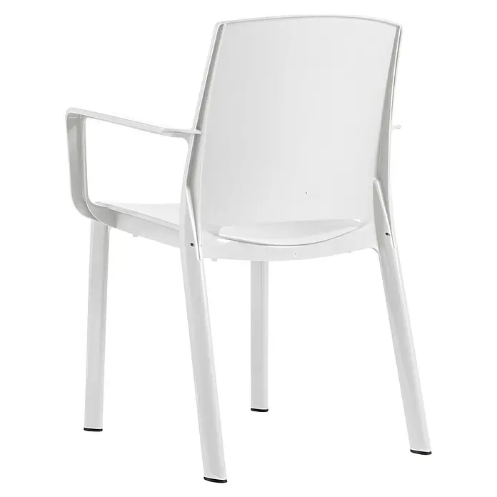 Grosfillex Stapelsessel Set Milton - 4 Stk., Polypropylen, Stapelbar, Weiß, B x T x H: 58 x 52 x 81 cm - Weißer Kunststoffstuhl mit Armlehnen und geformter Rückenlehne.
