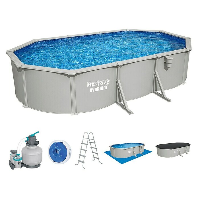 Bestway Opzetzwembad Hydrium Set 610 (l x b x h: 610 x 366 x 122 cm, Grijs, 19.929 l) | BAUHAUS