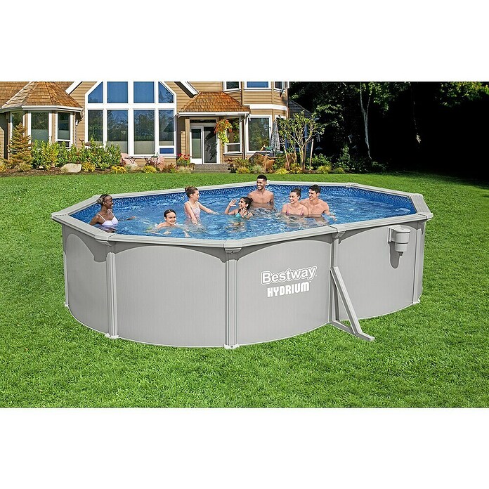 Bestway Opzetzwembad Hydrium Set 500 (l x b x h: 500 x 366 x 122 cm, Grijs, 16.296 l) | BAUHAUS