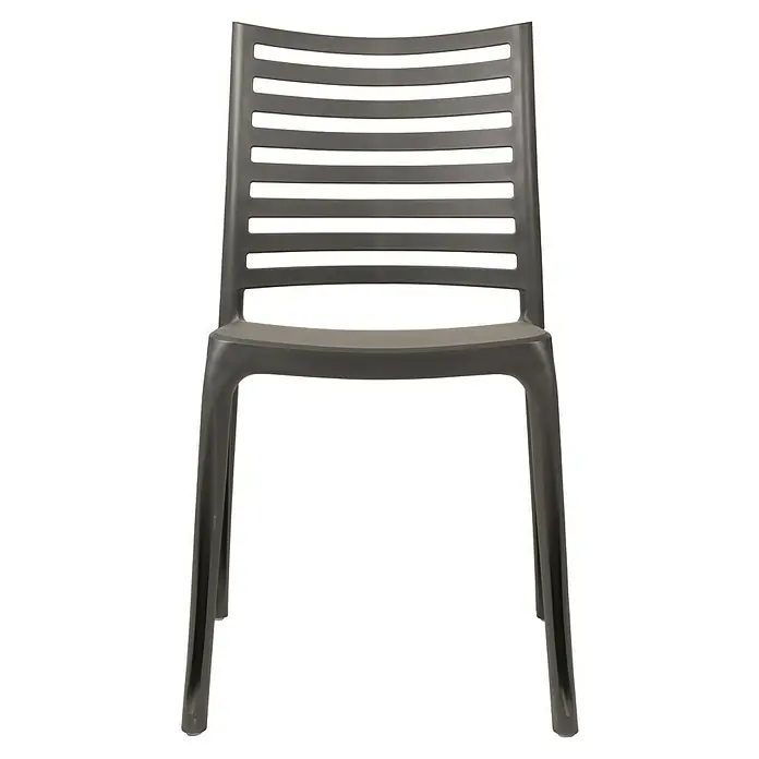 Grosfillex Stapelstuhl Set Sunday - 4 Stk., Polypropylen, Stapelbar, Anthrazit, B x T x H: 50 x 56 x 84 cm - Dunkelgrauer Kunststoffstuhl mit Lamellenrückenlehne.