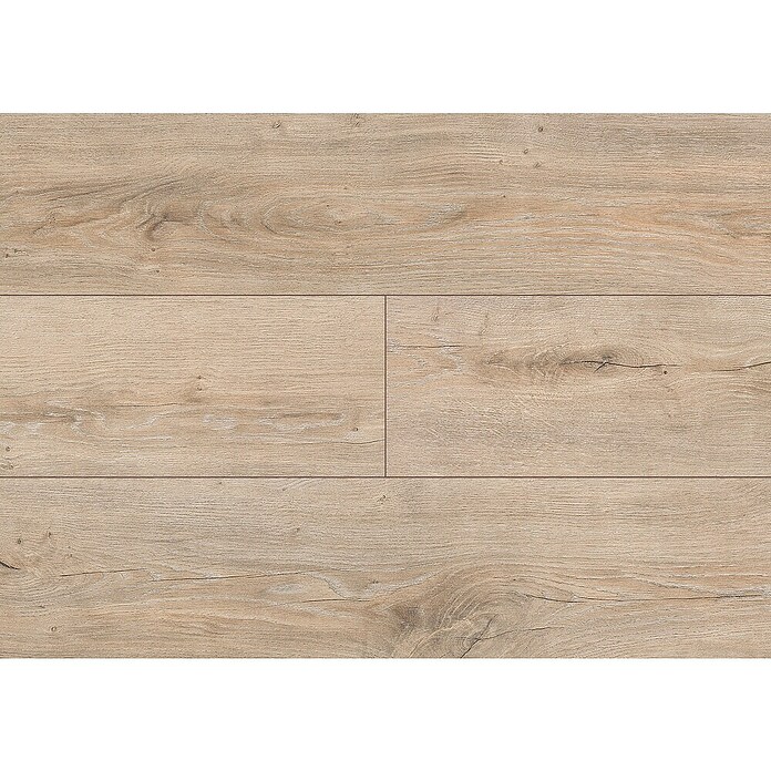 LOGOCLIC Laminado Hidro Roble Santorini (1.380 x 191 x 12 mm, Marrón, AC5, Resistente al agua) | BAUHAUS