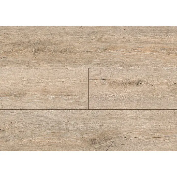 LOGOCLIC Laminado Hidro Roble Santorini - 1.380 x 191 x 12 mm, Marrón, AC5, Resistente al agua - Tarimas de laminado roble claro con veta de madera natural.
