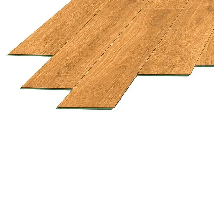 LOGOCLIC Laminado Hidro Roble Linn - 1.380 x 191 x 12 mm, Marrón, AC5 - Tablas de suelo laminado de madera clara en proceso de instalación.