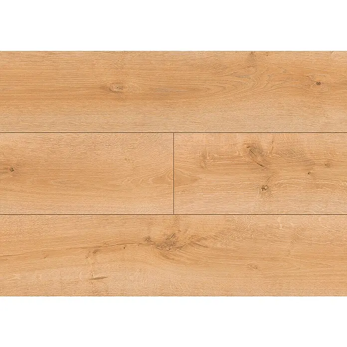 LOGOCLIC Laminado Hidro Roble Noah - 1.380 x 191 x 10 mm, Marrón, AC5, Resistente al agua - Paneles de suelo de madera marrón claro con veta natural y nudos.