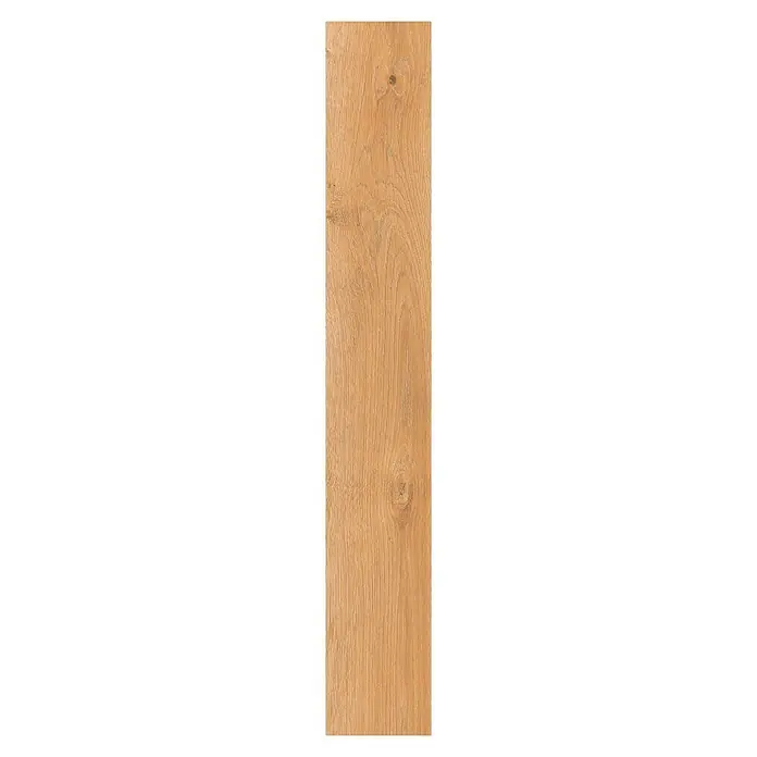 LOGOCLIC Laminado Hidro Roble Noah - 1.380 x 191 x 10 mm, Marrón, AC5, Resistente al agua - Tabla de madera marrón claro con veta natural y nudos visibles.