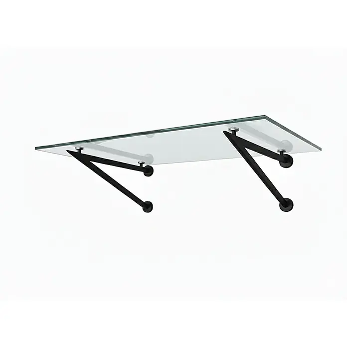 Glaszentrum Hagen Vordach 140x90 cm Glasvordach Klar BK-V - Schwarz