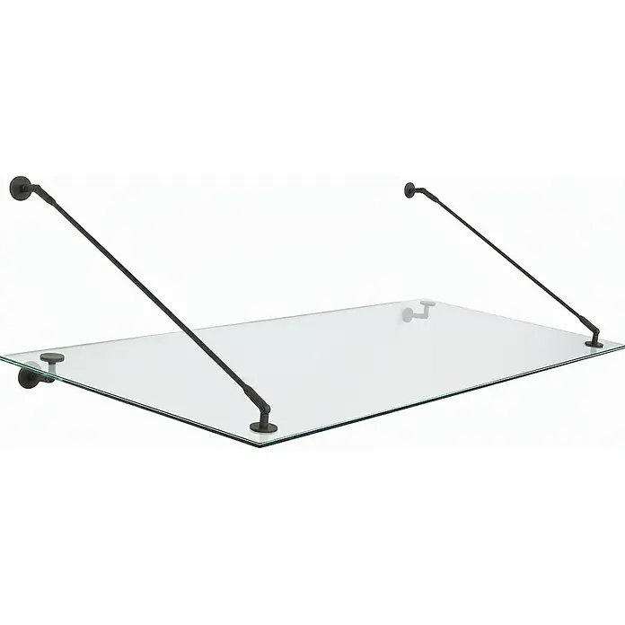 Glaszentrum Hagen Vordach 140x90 cm Glasvordach Klar BK-STB - Schwarz
