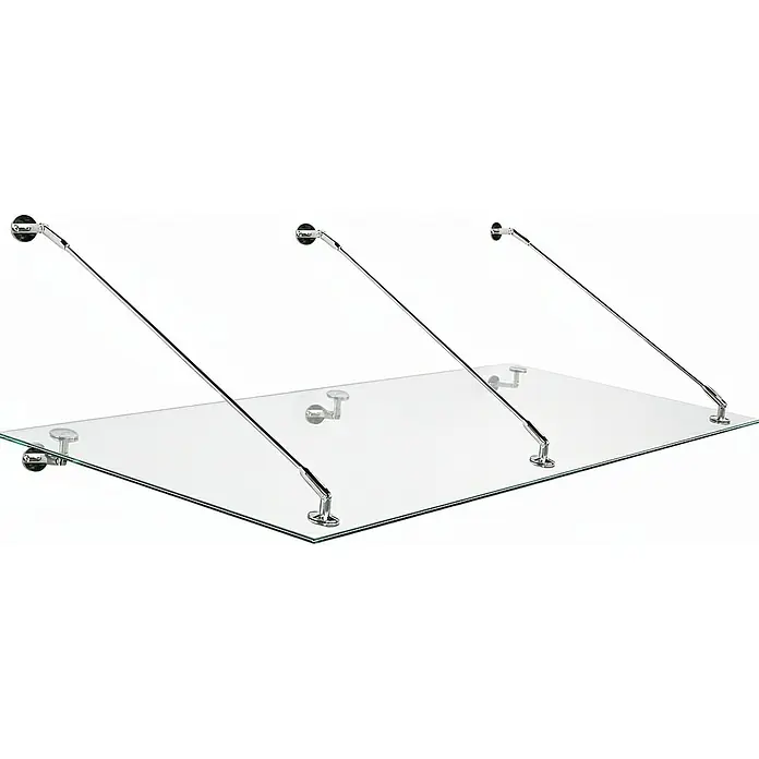 Glaszentrum Hagen Vordach 200x90 cm Glasvordach Klar V2A-STB - 200 x 90 x 75 cm, Silber