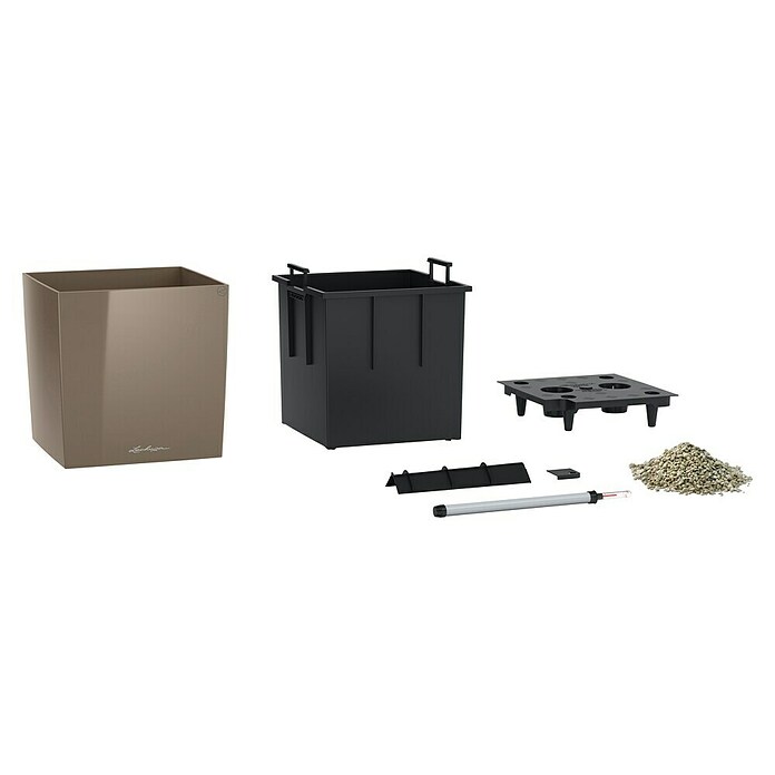 Lechuza Cube Pflanzkübel eckig Premium (Außenmaß (L x B x H): 49 x 49 x 49,5 cm, Kunststoff, Taupe) | BAUHAUS