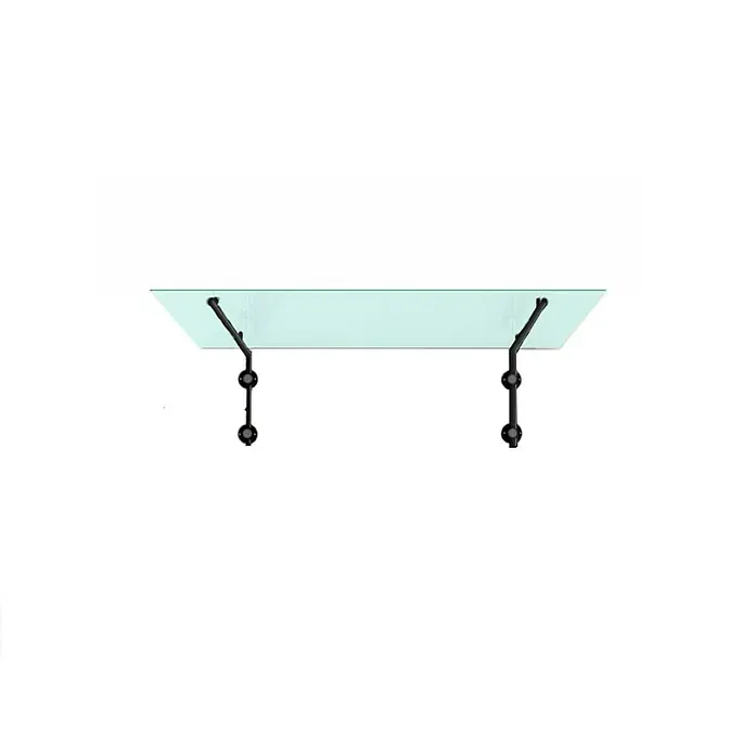 Glaszentrum Hagen Vordach Glasvordach BK Halter 120x90 cm FR L-Form - 120 x 90 x 45 cm, Schwarz