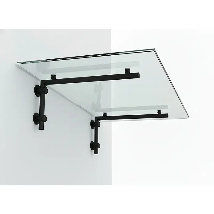 Glaszentrum Hagen Vordach 160x90 cm Glasvordach Klar BK-L - 160 x 90 x 45 cm, Schwarz