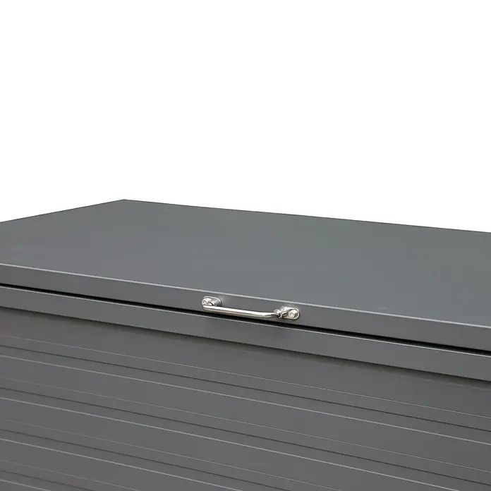 Kissenbox Baltimore - L x B x H: 162,5 x 76,5 x 91 cm, Aluminium, Anthrazit - Graue Metall-Aufbewahrungsbox mit silbernem Griff.