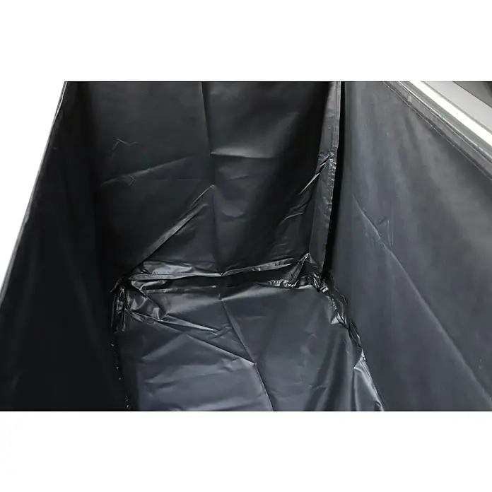 Kissenbox Baltimore - L x B x H: 162,5 x 76,5 x 91 cm, Aluminium, Anthrazit - Dunkelgraue, flexible Auskleidung, möglicherweise für einen Teich oder Behälter, mit Falten.