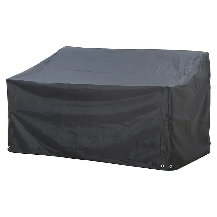 Loungemöbel-Set Coral - 4 -tlg., Aluminium, Polyester, Grau - Dunkelgraue wetterfeste Abdeckung für Gartensofa oder -bank mit Ösen.