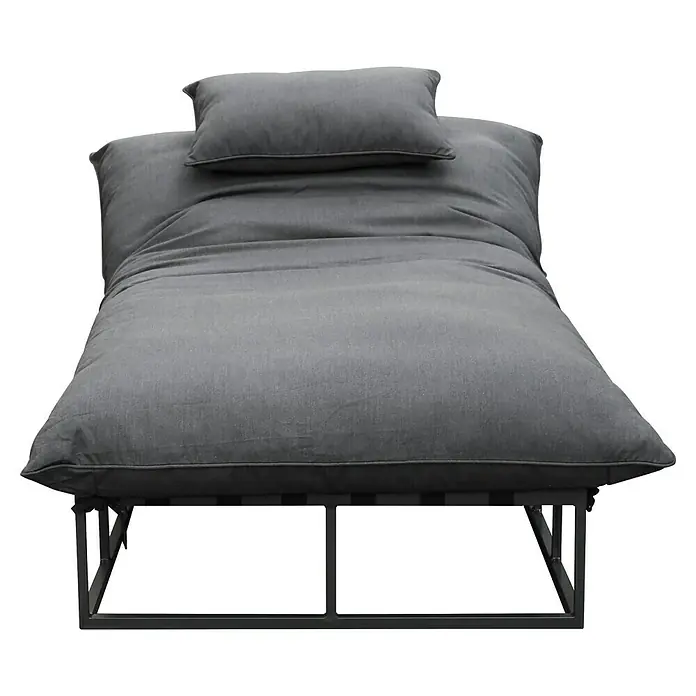 Sonnenliege Bona Middle - B x T x H: 130 x 200 x 35 cm, Aluminium, Dunkelgrau - Graues Futon mit Metallgestell und separatem Kissen, bietet eine bequeme Liege- oder Schlaffläche.