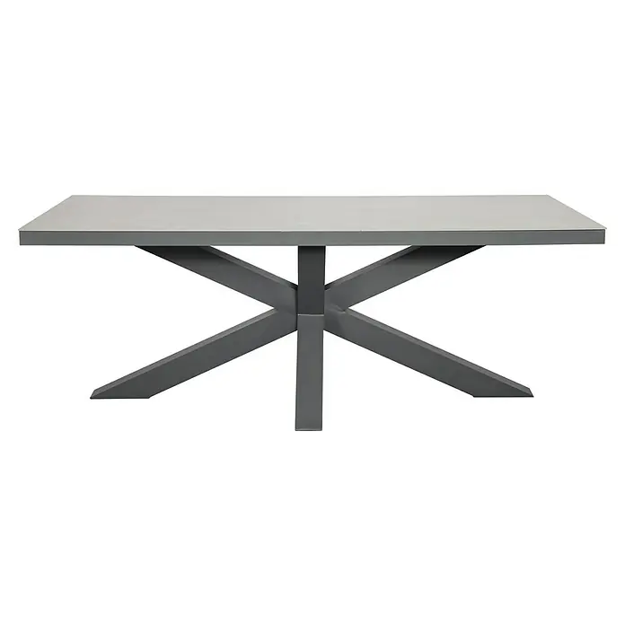 Gartentisch - L x B x H: 200 x 90 x 75 cm, Aluminium, Rechteckig, Anthrazit, inklusive Schutzhülle - Grauer Esstisch mit hellgrauer Platte und dunkelgrauem, markantem Kreuzfuß.