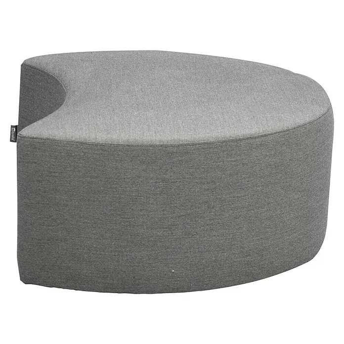Loungemöbel-Set Lori - 3 -tlg., Aluminium, Polyester, Inklusive Hülle, Grau - Halbmondförmiger grauer Stoffhocker mit hellgrauer Oberseite.