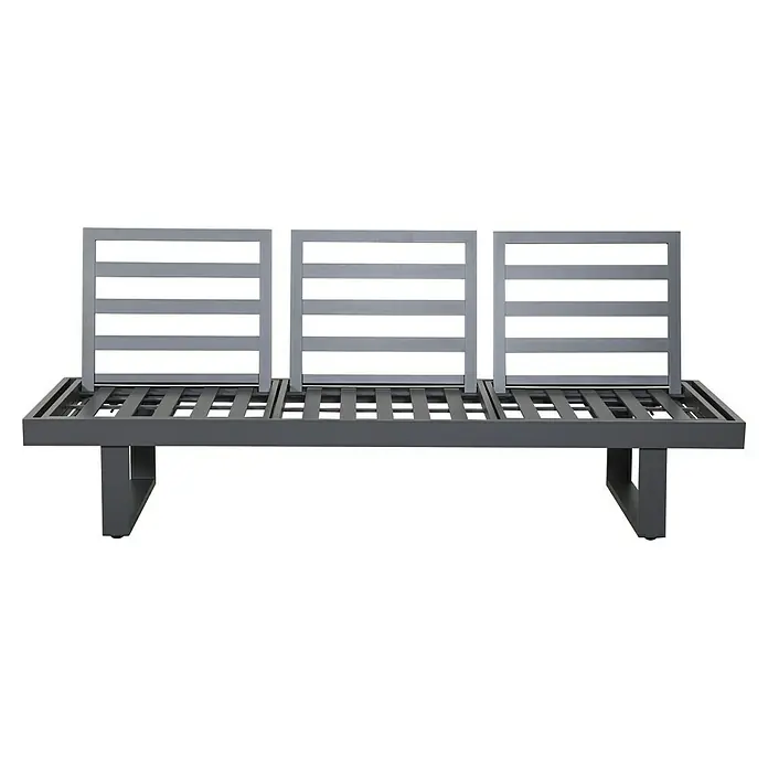 Gartenbank Fargo - B x T x H: 210 x 73 x 96 cm, Aluminium, SDP, Grau - Graue Metall-Gartenbank mit Lamellensitzen und drei Rückenlehnen.