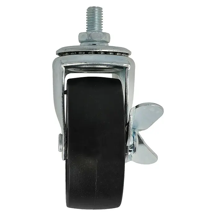 Grillstar Ersatzrad - Passend für: Grillstar Gasgrill Powerburner 350-1 - Lenkrolle aus Metall mit schwarzem Rad, Gewindestift und Flügelmutterbremse.