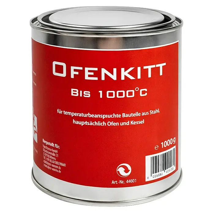 Ofen- & Kesselkitt - 1.000 g - Rote Dose OFENKITT, Hochtemperatur-Dichtmasse bis 1000°C für Öfen und Kessel, 1000g.